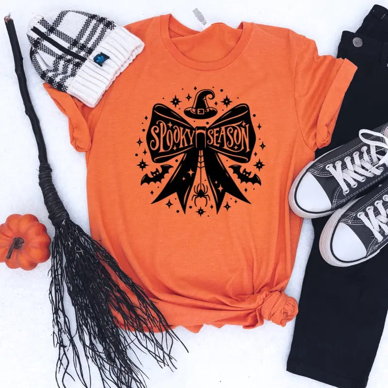 Bow Spooky Season Graphic Tee Hoodie, Sweatshirt | RetroVerseTees.com
