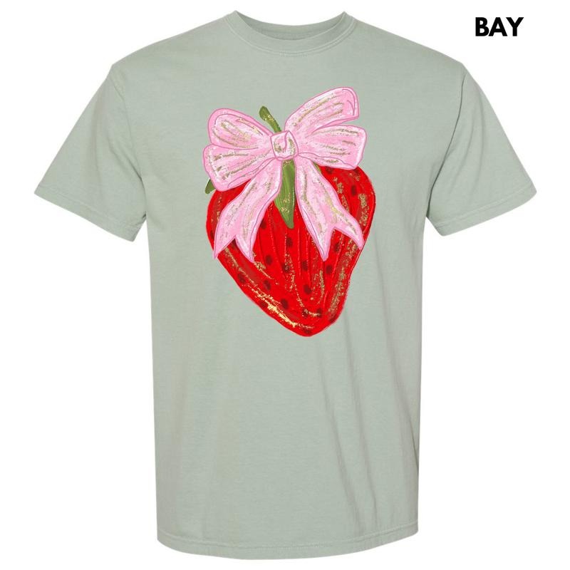 Bow Topped Strawberry Comfort Colors T-Shirt 'NLB' Hoodie, Sweatshirt | RetroVerseTees.com