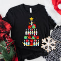 Bowling Christmas Tree Shirt, Bowling Lover Xmas Gift Tee, Unisex Bowling Player Holiday Tee, Bowling Ball Christmas...