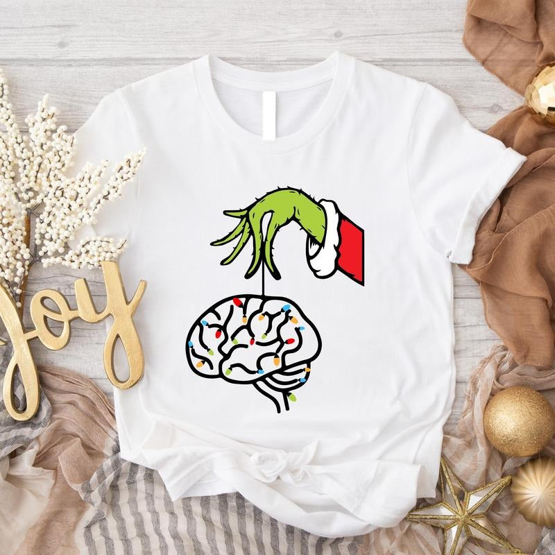 Brain Christmas Shirt, Neurologist Christmas Gift Tee, Neurology Nurse Matching Christmas Tee, Science Teacher Holiday...