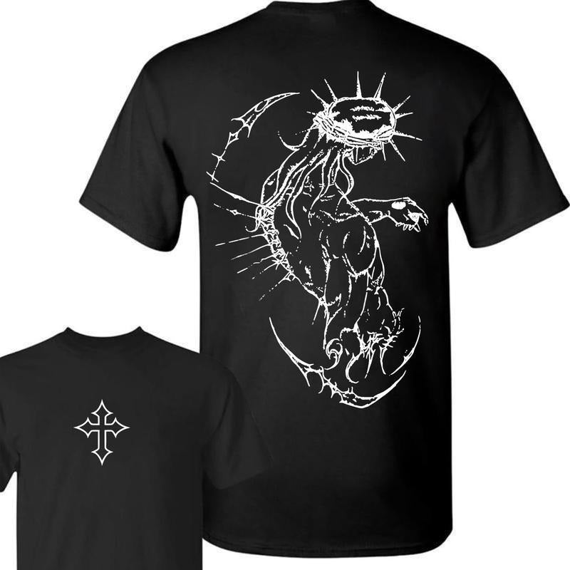 Brandless JJBA Jesus Pump Cover Oversized Gym T-Shirt Featuring Cross Design Gunpla brand Fabric Top Collar, Perfect...