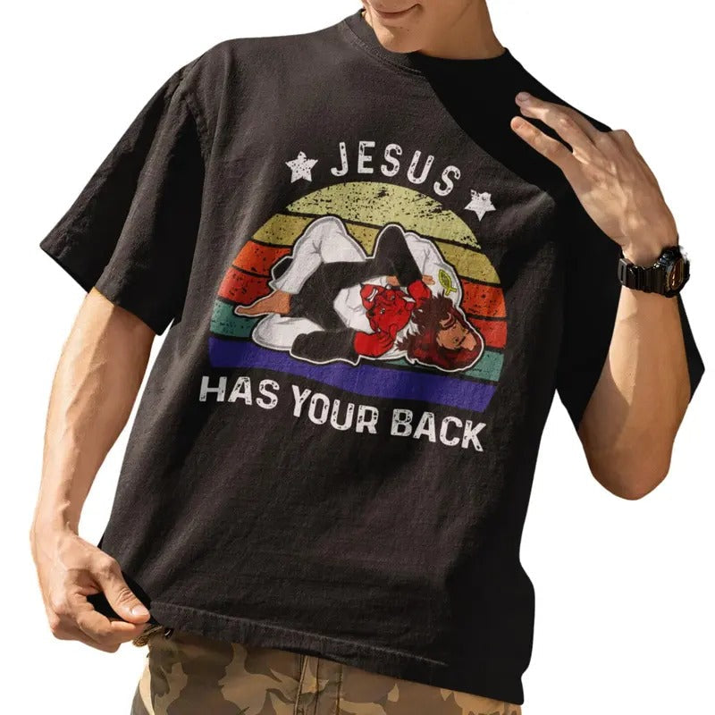 Brazilian Jiu Jitsu Shirt Jesus Shirt Jesus Has Your Back T-Shirt Hoodie, Sweatshirt | RetroVerseTees.com