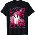 Breast Cancer Halloween Tshirt Red plumber brand October We Wear Pink Awareness Tee Cute Ghost Pumpkin Graphic Print...