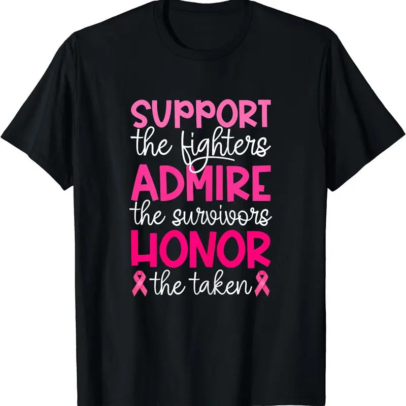 Breast Cancer Support Admire Honor Breast Cancer Awareness T-Shirt | Unisex Cotton Tee, Short Sleeve, Size S-5XL Hoodie,...