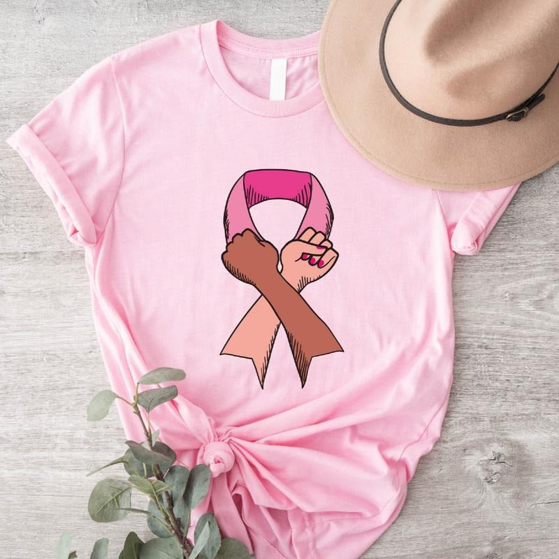 Breast Cancer T-Shirt, Pink Ribbon Hand Shirt, Family Support Gift Tee, Cancer Fighter Tee, Cancer Warrior Hoodie, Sweatshirt