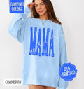 Bright Blue Mama Comfort Colors Sweatshirt, Cute Mom Sweater, Trendy Crewneck, Mother's Day Gift T-Shirts, Hoodie