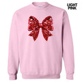 Bright Red Faux Sequin Bow Sweatshirt 'NLB' T-Shirts, Hoodie | RetroVerseTees.com