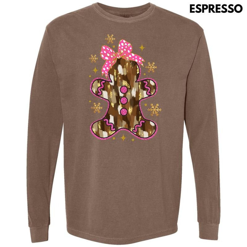 Brown Brushstroke Gingerbread Long Sleeve Comfort Colors T-Shirt 'NLB' Hoodie, Sweatshirt | RetroVerseTees.com