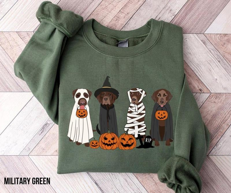 Brown Labrador Halloween Sweatshirt, Ghost Dogs Sweatshirt, Halloween Dog, Chocolate Lab Tshirt, Fall Sweater, Spooky...