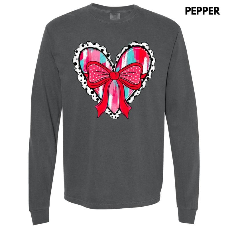 Brushstroke Coquette Heart Long Sleeve Comfort Colors T-Shirt Hoodie, Sweatshirt | RetroVerseTees.com