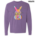 Brushstroke Faux Glitter Bunny Long Sleeve Comfort Colors T-Shirt Hoodie, Sweatshirt | RetroVerseTees.com