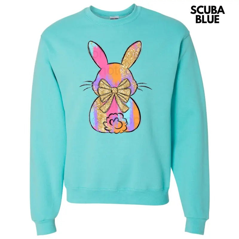 Brushstroke Faux Glitter Bunny Sweatshirt T-Shirts, Hoodie | RetroVerseTees.com