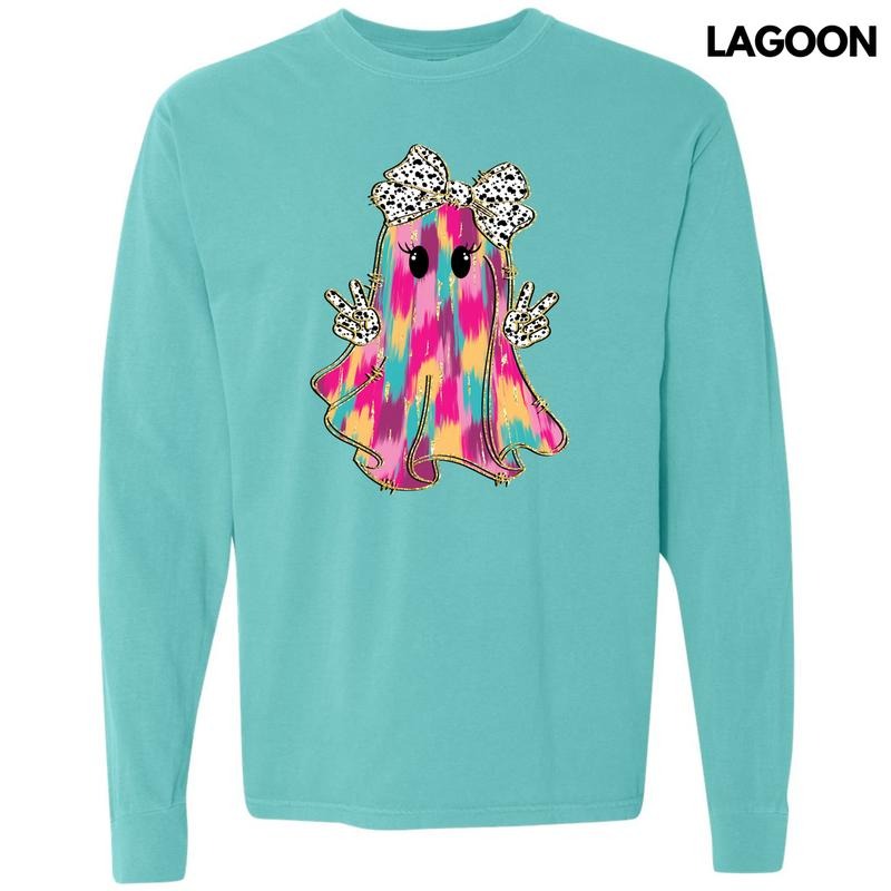 Brushstroke Ghostie Long Sleeve Comfort Colors T-Shirt 'NLB' Hoodie, Sweatshirt | RetroVerseTees.com