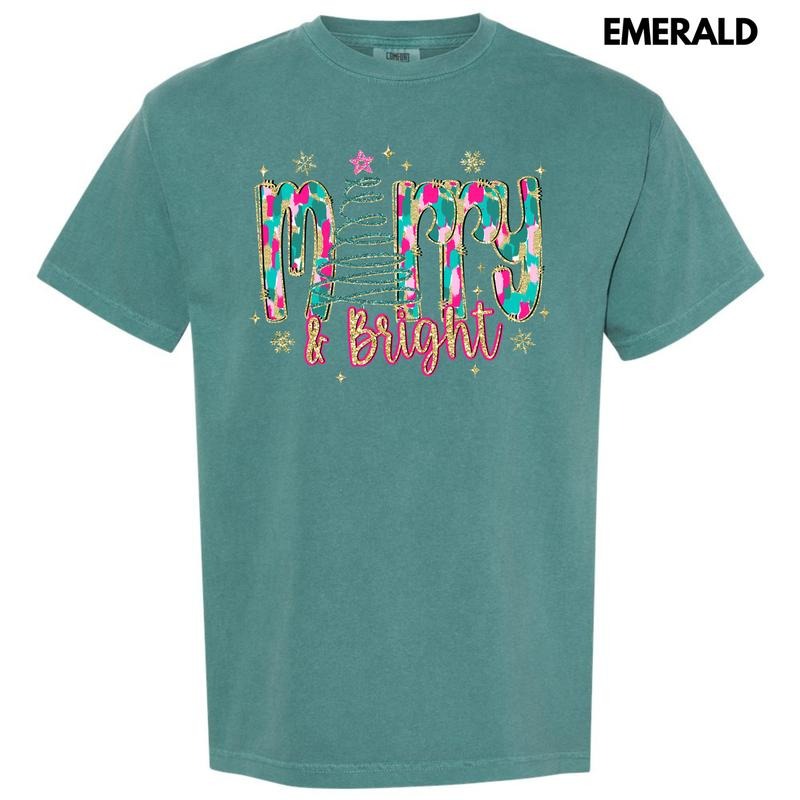 Brushstroke Merry & Bright Comfort Colors T-Shirt 'NLB' Hoodie, Sweatshirt | RetroVerseTees.com