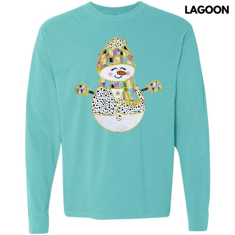 Brushstroke Snowman Purple Long Sleeve Comfort Colors T-Shirt 'NLB' Hoodie, Sweatshirt | RetroVerseTees.com