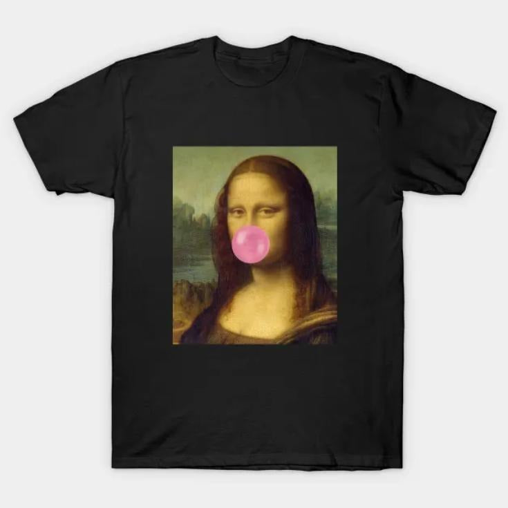Bubble Gum Mona Lisa Vintage Graphic Tees, Meme Cringe Funny Dumb Shirt, Masters Merch 2025, Vacation Outfits, Unisex...