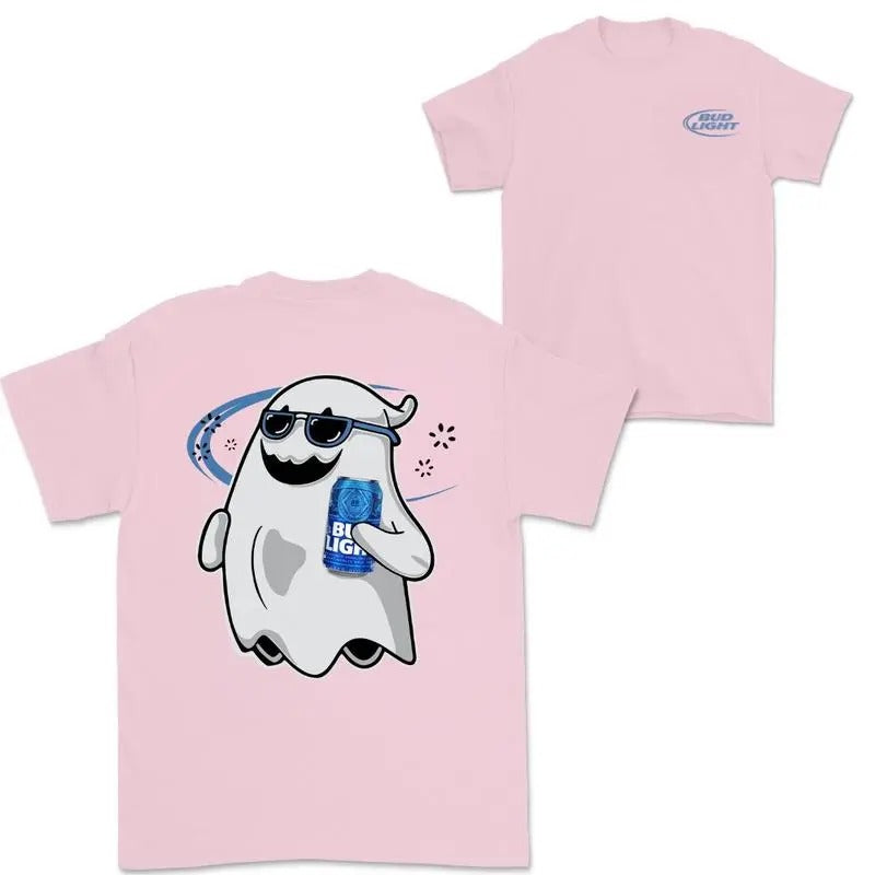 Bud Light Ghost Halloween Double Sided Tshirt for Men and Women - Cotton Hoodie, Sweatshirt | RetroVerseTees.com