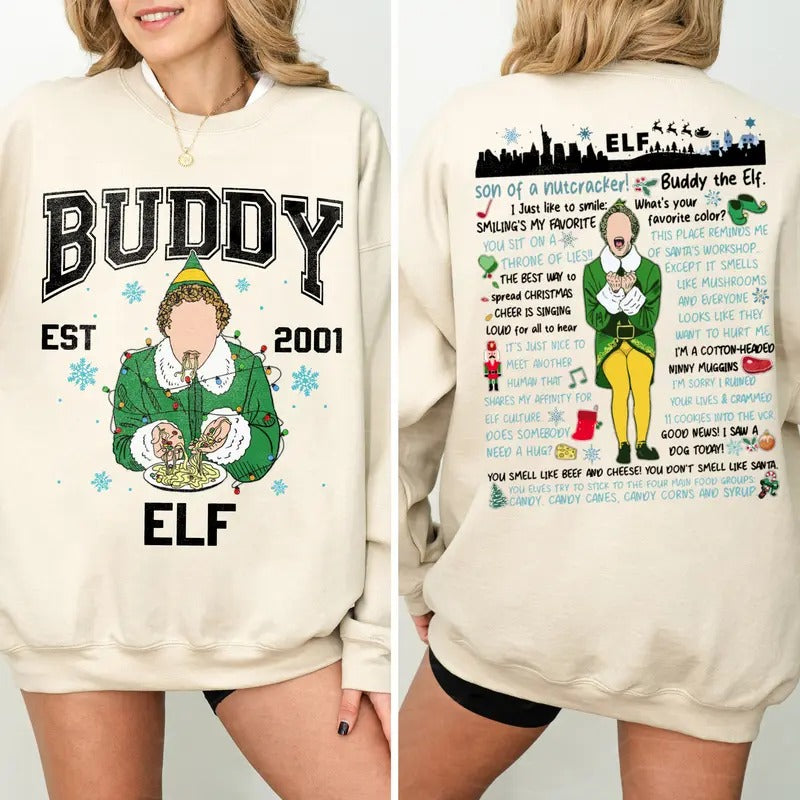Buddy Elf Christmas Sweatshirt, 90s Movie Christmas Shirt, Elf Movie Xmas Sweater, Christmas Gifts Hoodie