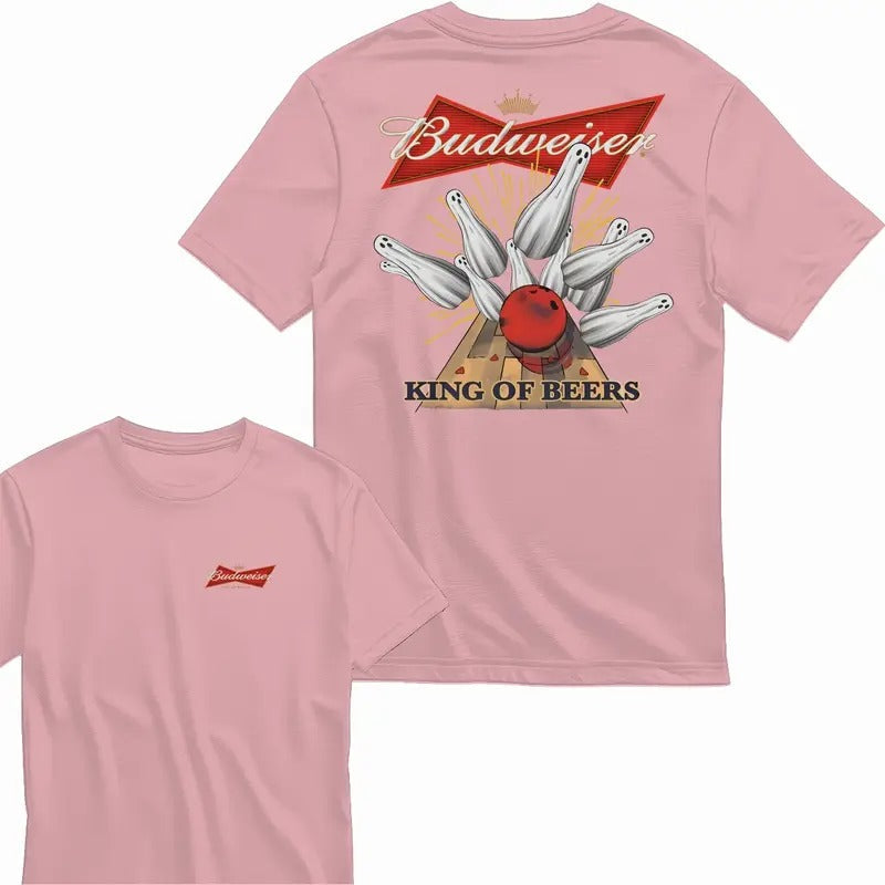 Budweiser Bowling Ghost Strike Beer Unisex T-shirt  Menswear Top Cotton 2 Side Tee Sweatshirt Hoodie | RetroVerseTees.com