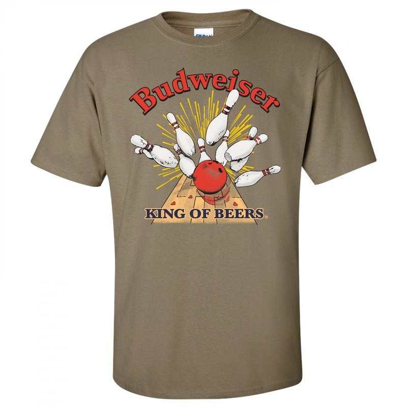 Budweiser Bowling Strike Tan Colorway T-Shirt Hoodie, Sweatshirt | RetroVerseTees.com