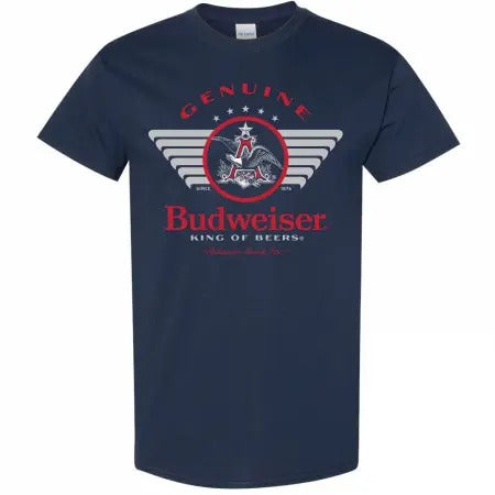 Budweiser Genuine King of Beer Navy Colorway T-Shirt Hoodie, Sweatshirt | RetroVerseTees.com