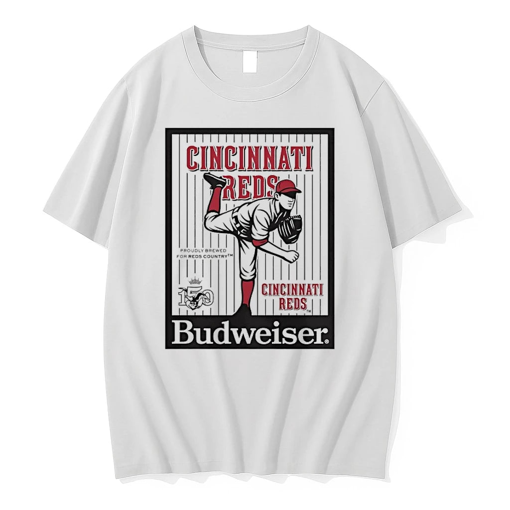 Budweiser Celebrating 150 Years Cincinnati Reds Baseball Tshirts Sweater