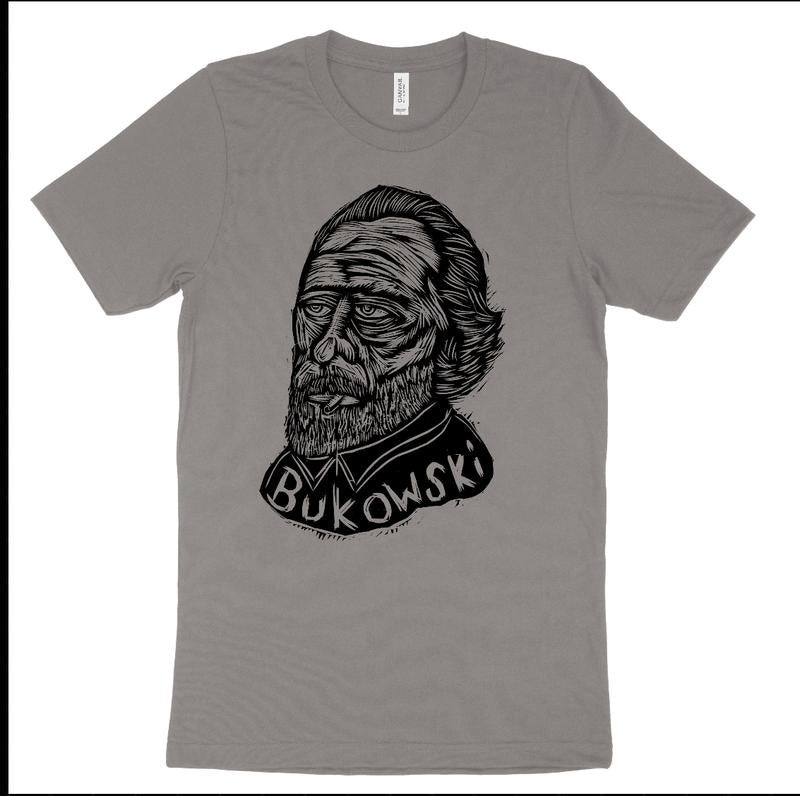 Bukowski  Hand-Printed T-Shirt Cotton Menswear Top Graphics Black Long Hoodie, Sweatshirt | RetroVerseTees.com