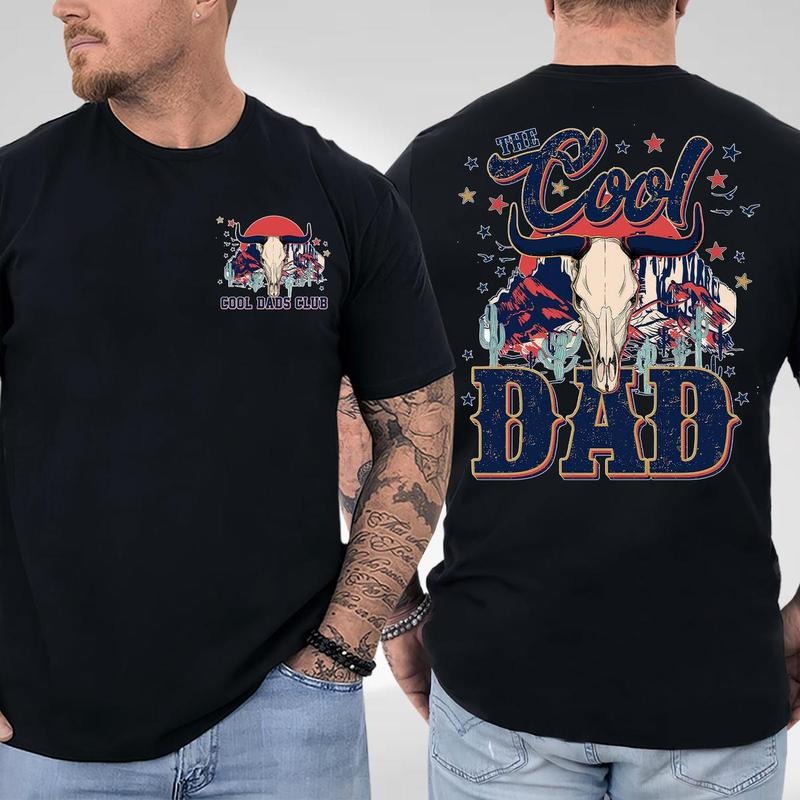 Bull Skull Retro Cool Dad 2 Sided Shirt, Trendy TNF'WB shield Day Shirt, Best Dad Ever, Funny Dad Shirt, Gift From...