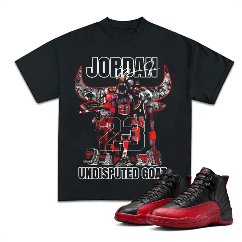 Bulls GOAT Match 12 Flu Game Sneakers, Cotton T-shirt Y2K Style, Unisex Graphic Tee with Streetwear Appeal Hoodie, Sweatshirt