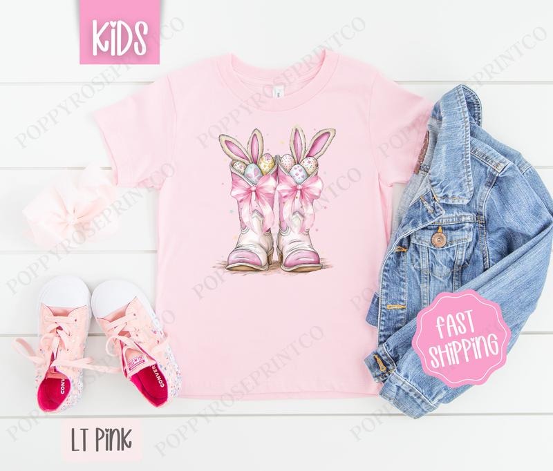 Bunny Boots Kids Shirt - Easter Children's Tshirt - Cute Youth Tee Gildan Hoodie, Sweatshirt | RetroVerseTees.com