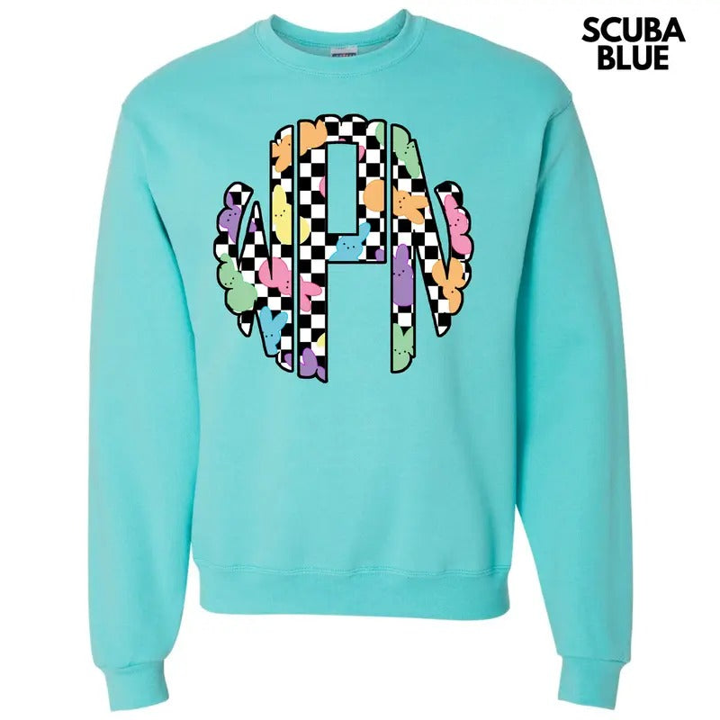 Bunny Checkered Monogram Sweatshirt 'NLB' T-Shirts, Hoodie | RetroVerseTees.com