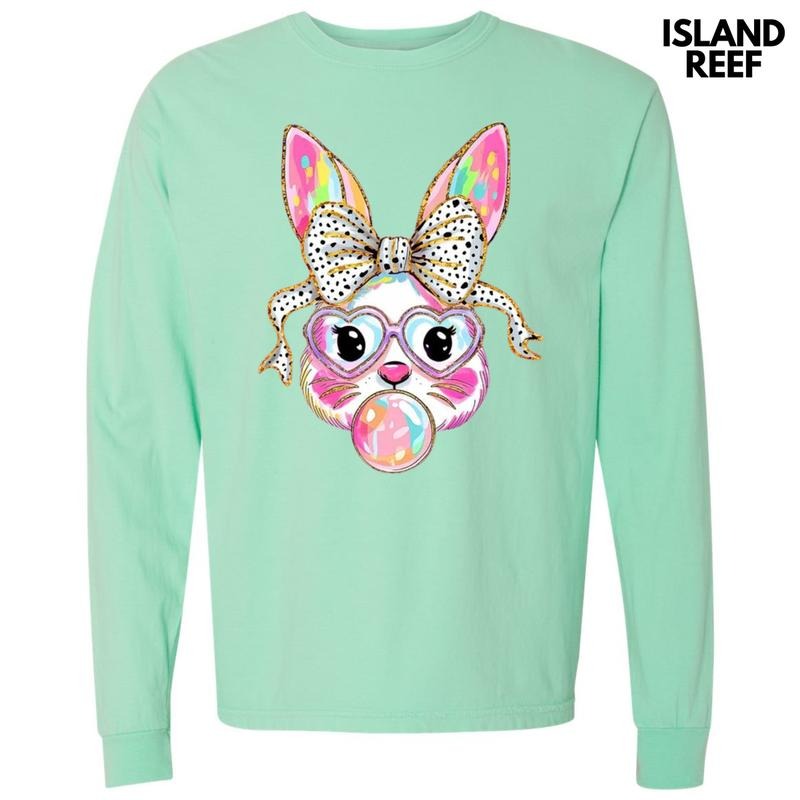 Bunny Coquette Brushstroke Long Sleeve Comfort Colors T-Shirt 'NLB' Hoodie, Sweatshirt | RetroVerseTees.com