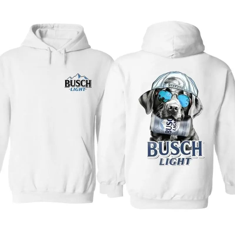 Buscch Light Black Labrrador Dog Hoodie, Funny Dog With Beer, Buscch Light Hunting Outdoors, Hoodie Menswear, Full...