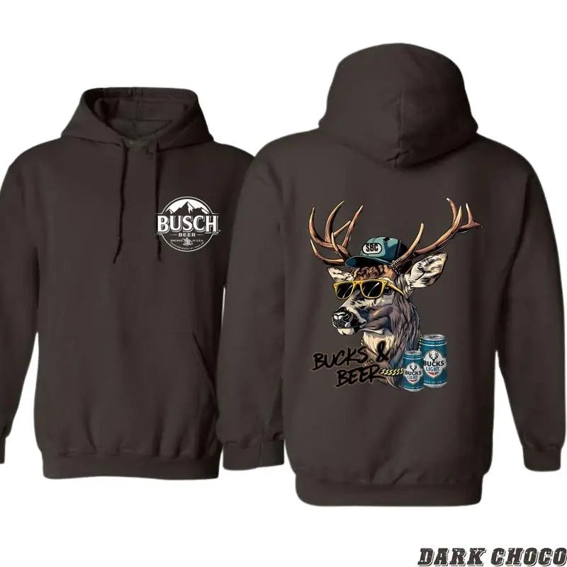 Busch Hoodie Bold Buck Gunpla brand Beer Graphic Hoodie, Winter Hoodie Pullover T-Shirts, Sweatshirt | RetroVerseTees.com