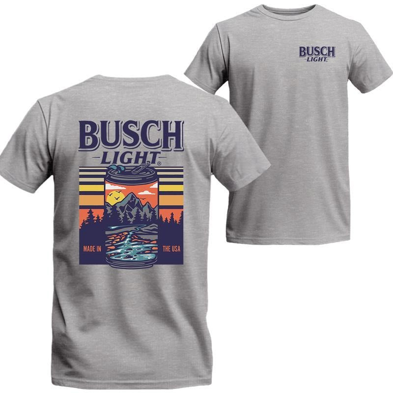 Busch Light Mans T-shirt, Busch Light Can Scenic Short Sleeve Tee, Unisex Shirt Hoodie, Sweatshirt | RetroVerseTees.com