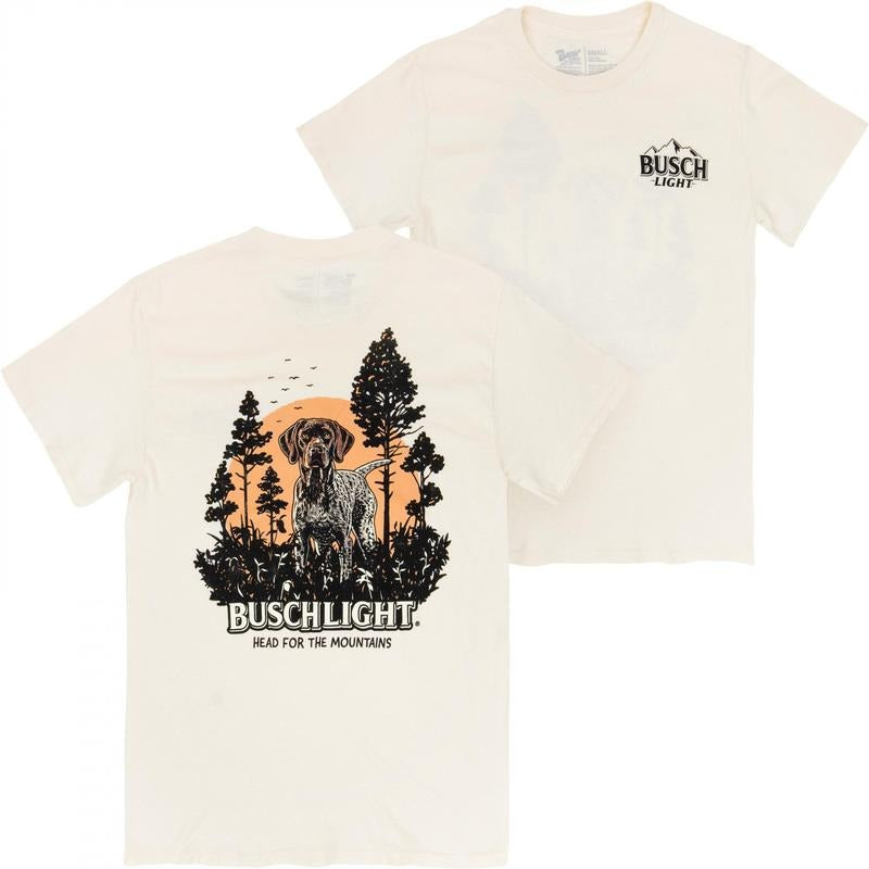 Busch Light Mountain Labrador White Front and Back Print T-Shirt Hoodie, Sweatshirt | RetroVerseTees.com