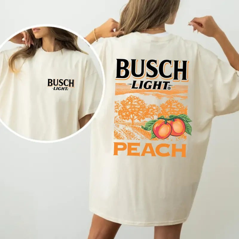 Busch Light Peach Scenic T-shirt,Unisex, Double Sided Tee, Vintage Tee,Busch Light Shirt, For Her, For Him Hoodie, Sweatshirt