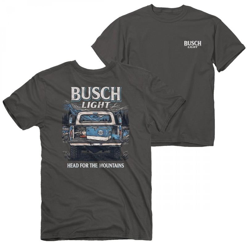 Busch Light Trucking in The Mountains Front and Back T-Shirt Hoodie, Sweatshirt | RetroVerseTees.com