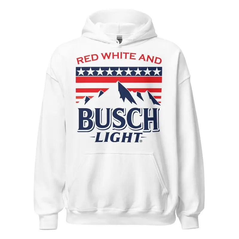 Busch Red White & Busch Light White Hoodie, Unisex Shirt, Shirt For Men, Shirt For Women, hot tikotk 2024 Sweatshirt
