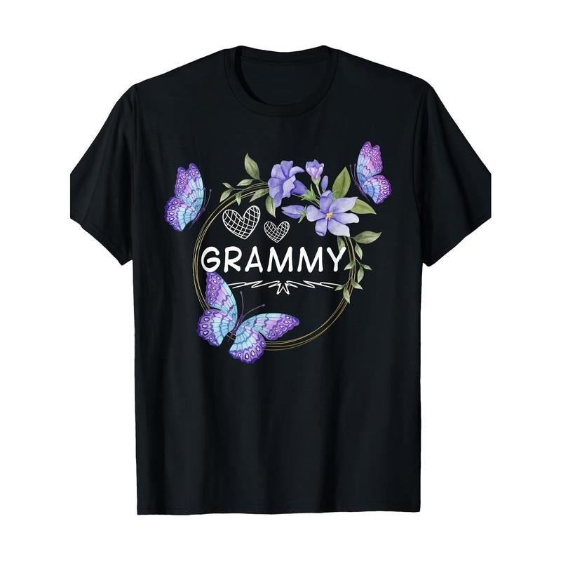 Butterfly & Floral Grammy T-Shirt for Women