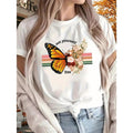 Butterfly New Women'WB shield Printed T-shirt, Short Sleeves, Four Seasons Can Be Worn for Outdoor, Home, Sports Top Gift...