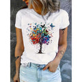 Butterfly Print Crew Neck T-Shirt, Casual Short Sleeve T-Shirt For Spring & Summer, Women'WB shield Clothing style 02...