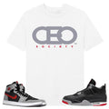 CEO Society, Shirt to match A J 1 High Zoom CMFT 2 Fire Red Cement Grey, A J 4 Bred, Shirt to matching Sneaker Hoodie,...