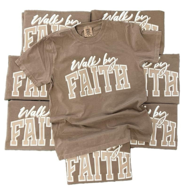 COMFORT COLORS - Walk By Faith on Espresso - Christian TShirt Hoodie, Sweatshirt | RetroVerseTees.com