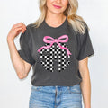 *CUSTOMIZABLE* Bow & Black Checker Monogram Comfort Colors T-Shirt 'NLB' Hoodie, Sweatshirt | RetroVerseTees.com