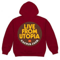 Cactus Jack x McDonald's Live From Utopia Sticker Hoodie Men's Burgundy Menswear Sweatshirt Pullover Long Sleeve Casual...