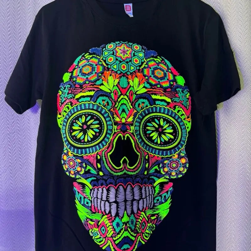 Calavera Cultural T-Shirt, Top Style -  Skull Tshirt Summer Crewneck Hoodie, Sweatshirt | RetroVerseTees.com