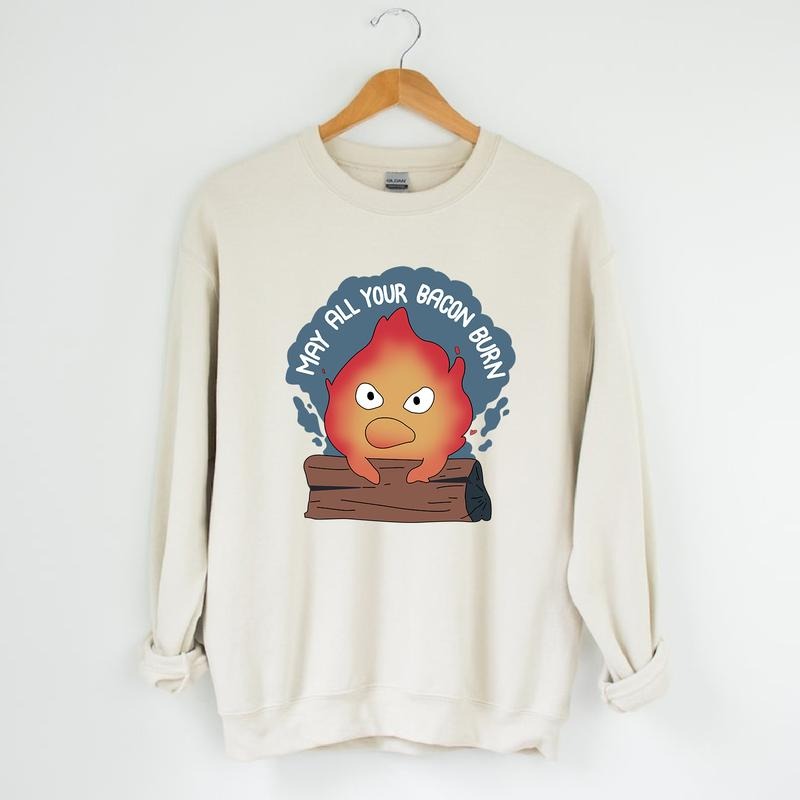 Calcifer May All Your Bacon Burn Howl's Moving Castle T-Shirt, Sweatshirt, Hoodie | RetroVerseTees.com