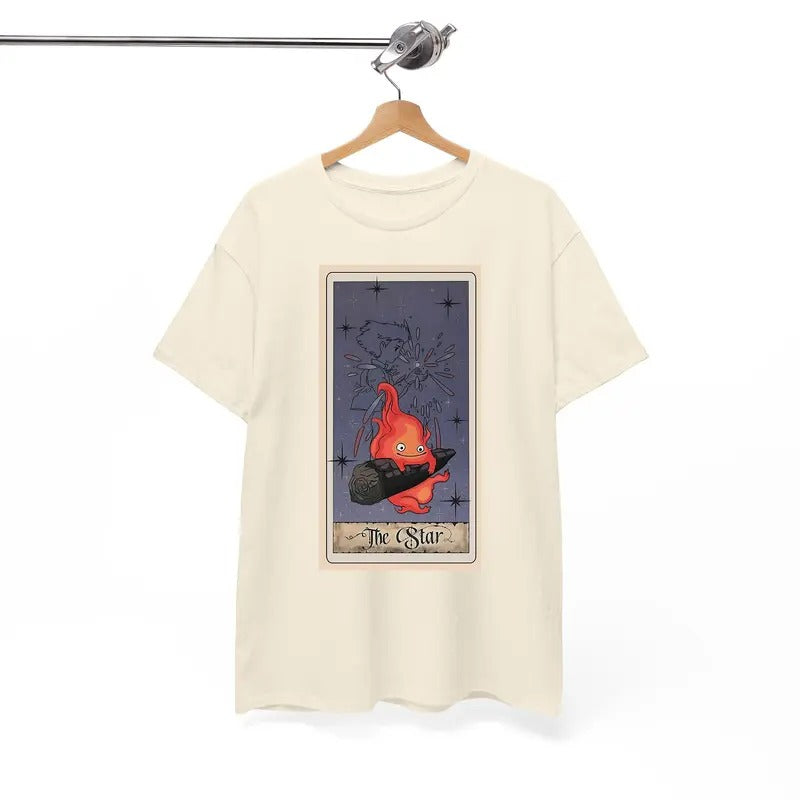 Calcifer Tarot Card Tshirt, Howls Moving Castle Tshirt, Howl And Sophie, Anime Hoodie, Sweatshirt | RetroVerseTees.com