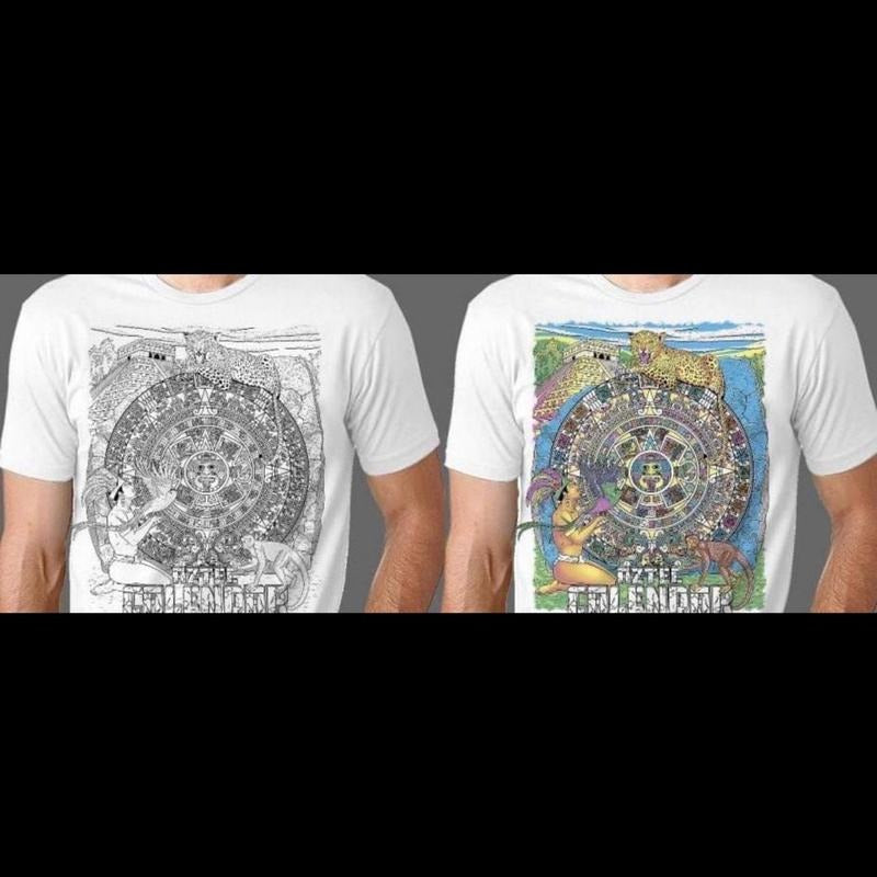 Calendario azteca changing color shirt Cotton White Hoodie, Sweatshirt | RetroVerseTees.com